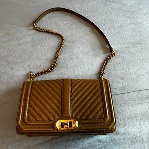 Rebecca Minkoff || Chevron Quiltled Love Crossbody|| Military Color